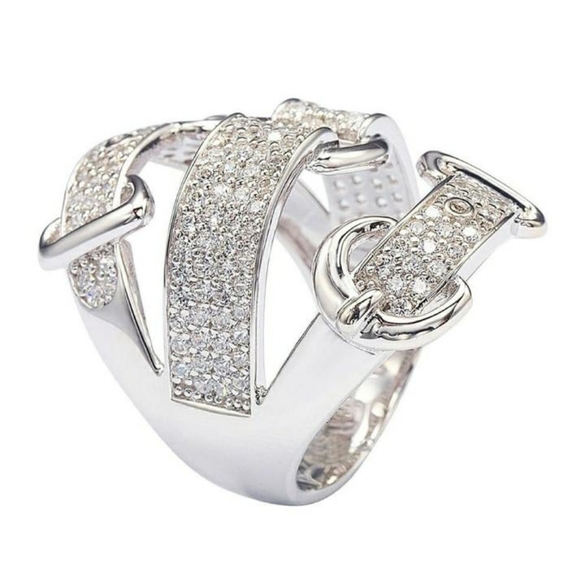 Sterling Silver CZ Triple Buckle Ring Size 7 NWT - Picture 4 of 15